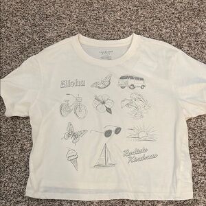 American Eagle Outfitters Cream Graphic Kids T-Shirt
